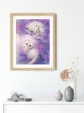 Miniatyrbillede 4 af 6: Diamantbroderi Hvide Katte To 35x45 cm