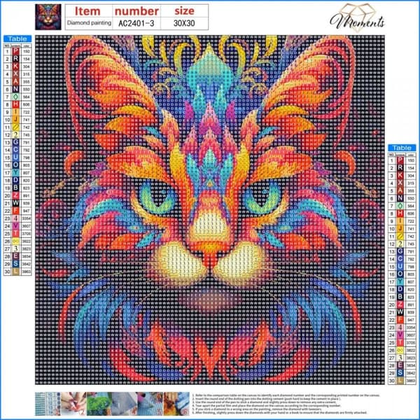 Diamantbroderi Sagokatt 30x30 cm