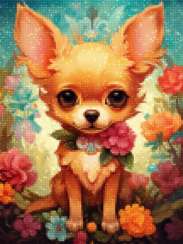 Diamantbroderi Söt Chihuahua 30x40 cm