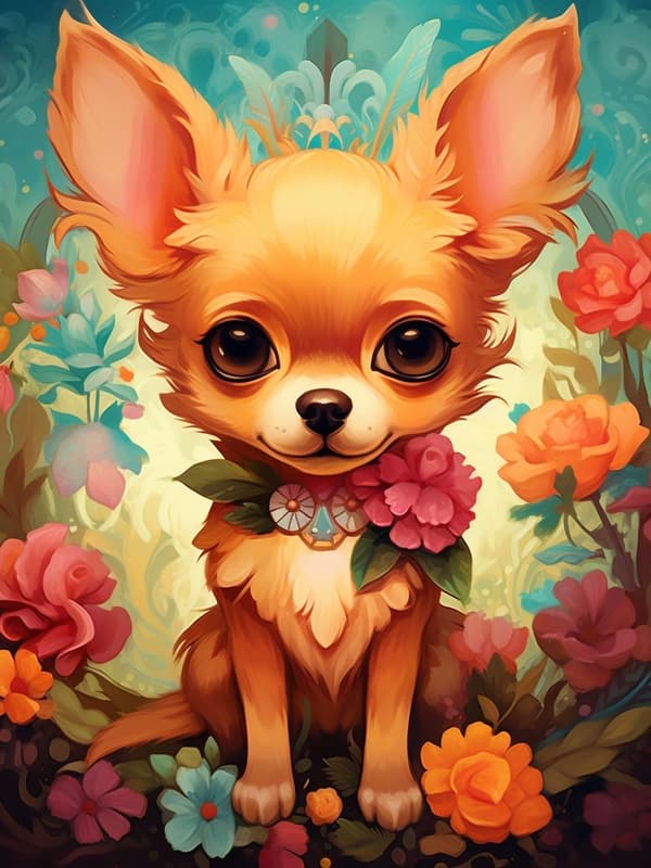 Diamantbroderi Söt Chihuahua 30x40 cm