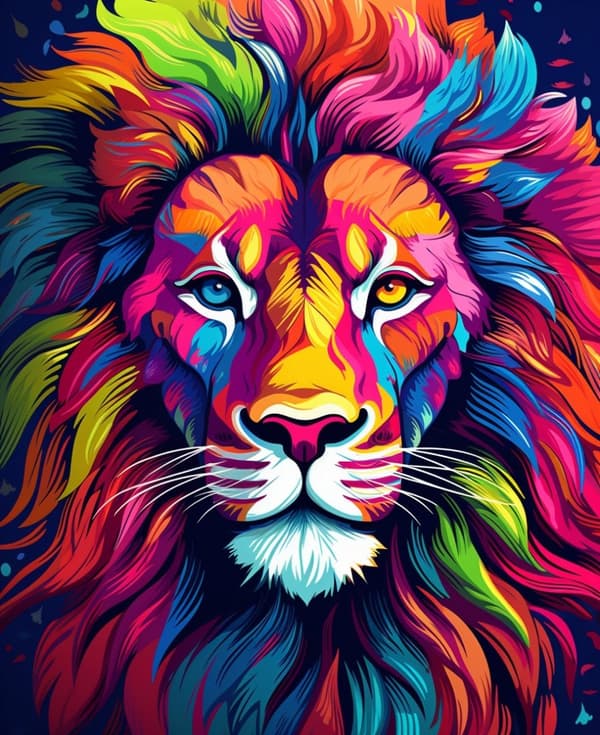Diamantbroderi Regnbågslejon 3 30x40 cm