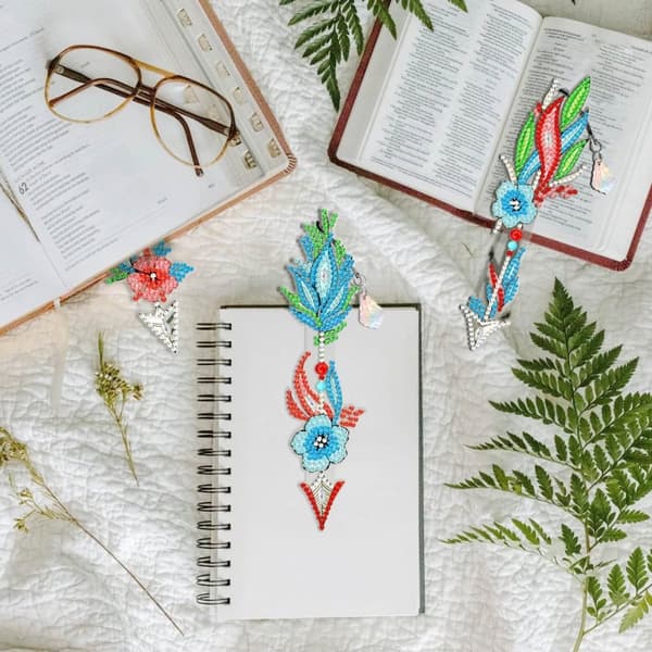 Diamantbroderi Bokmärke Bokmärken Set med 6 - Folkfjädrar