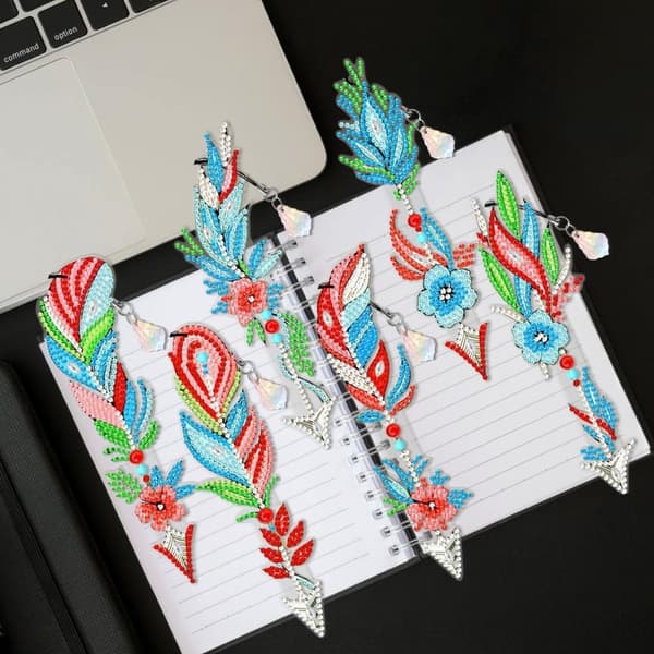 Diamantbroderi Bokmärke Bokmärken Set med 6 - Folkfjädrar