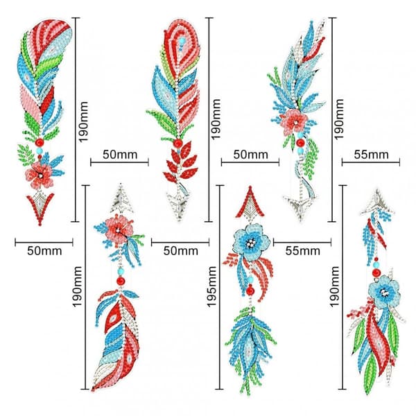 Diamantbroderi Bokmärke Bokmärken Set med 6 - Folkfjädrar