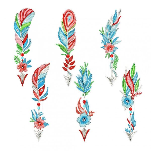 Diamantbroderi Bokmärke Bokmärken Set med 6 - Folkfjädrar