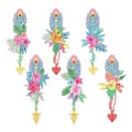 Miniatyrbillede 1 af 6: Diamantbroderi bogmærke bogmærker sæt med 6 - Blomsterfjer