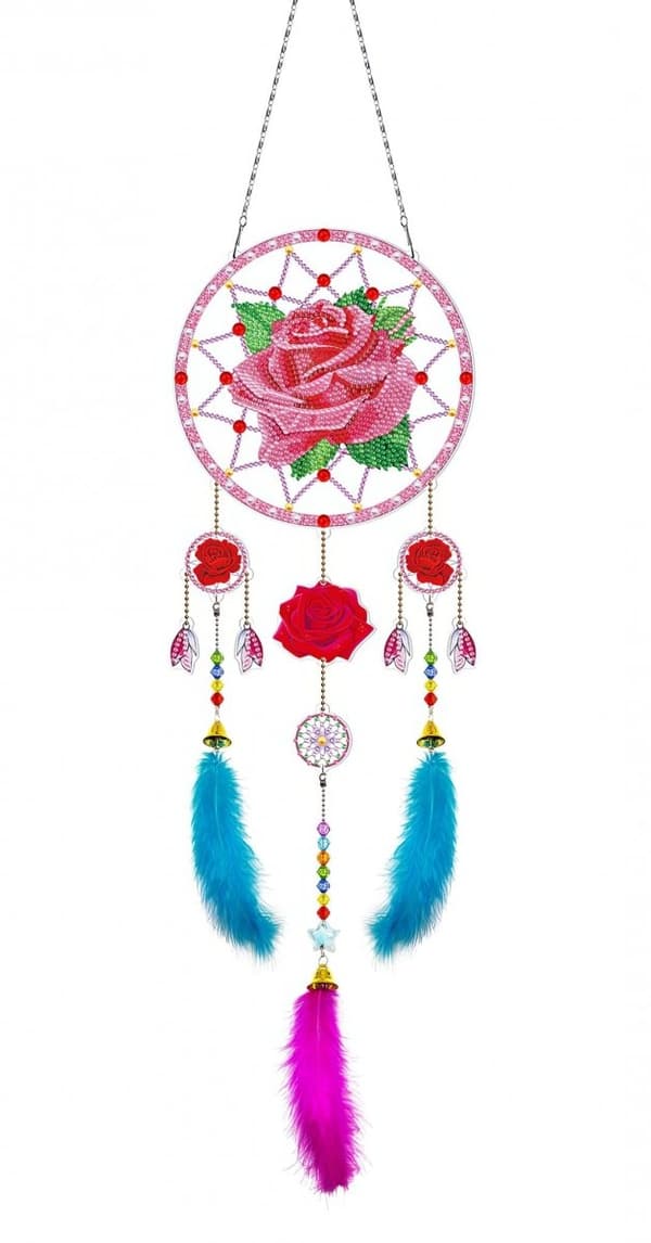 Diamant Drømmefanger Broderi - Rosenblomst