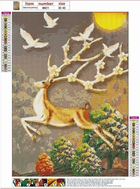 Diamantbroderi Stolt Hjort 30x40 cm