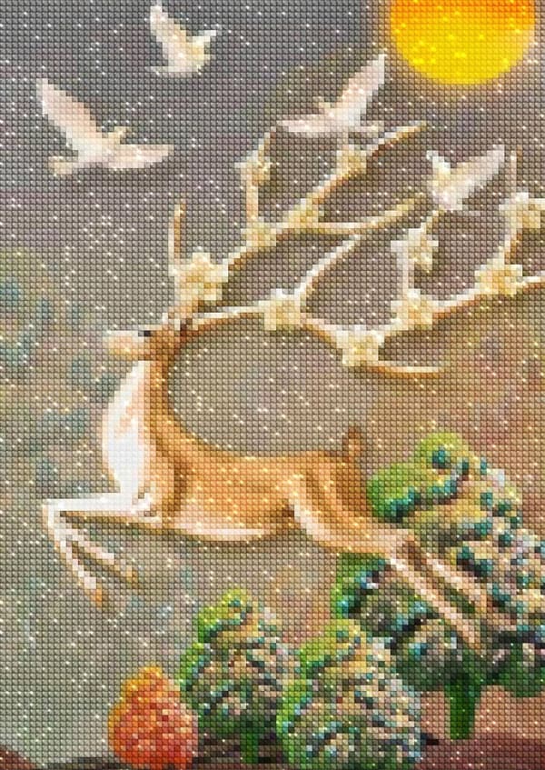 Diamantbroderi Stolt Hjort 30x40 cm