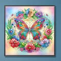Miniatyrbillede 2 af 2: Diamantbroderi Sommerfugl blandt blomster 30x30 cm