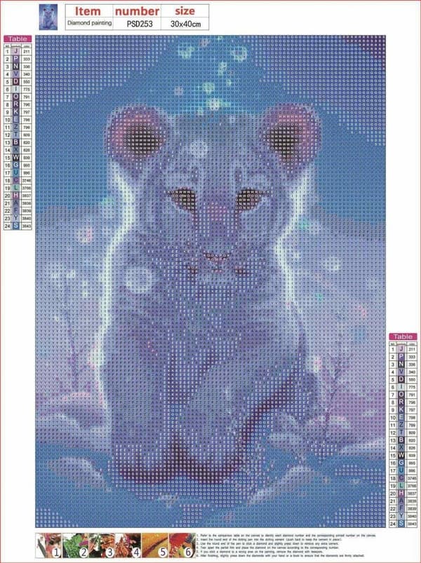 Diamantbroderi Snötiger 30x40 cm