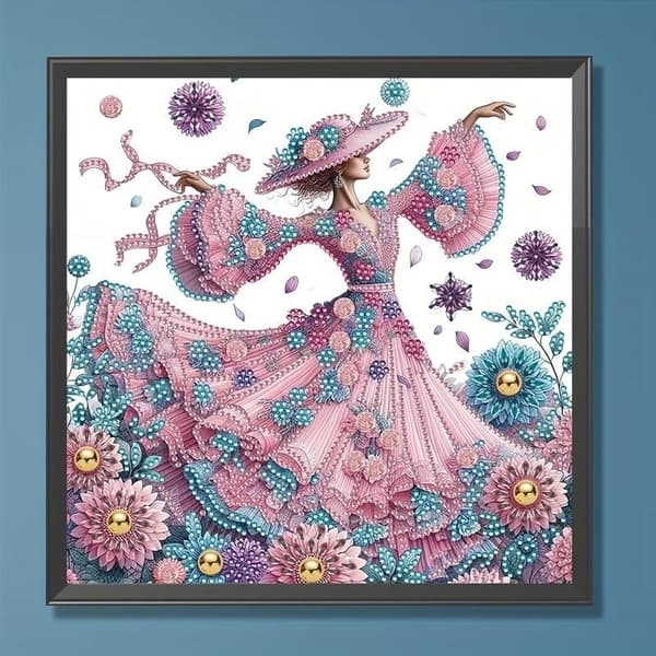 Diamantbroderi Kvinnan och blommornas magi 30x30 cm