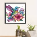 Miniatyrbillede 3 af 4: Diamantbroderi med kolibri i haven 30x30 cm