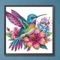 Miniatyrbillede 4 af 4: Diamantbroderi med kolibri i haven 30x30 cm