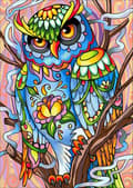 Miniatyrbillede 1 af 6: Diamantbroderi Regnbue Ugle 30x40 cm