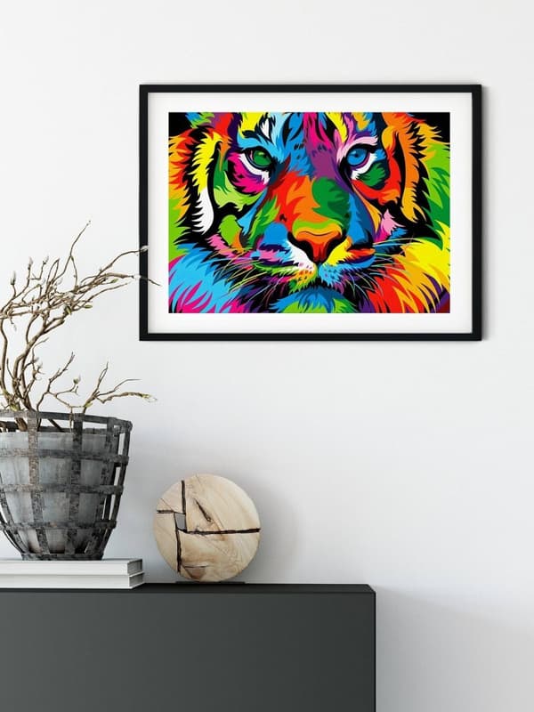 Diamantbroderi Regnbåge Tiger 30x40 cm