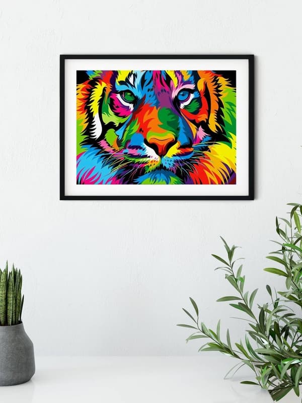 Diamantbroderi Regnbåge Tiger 30x40 cm