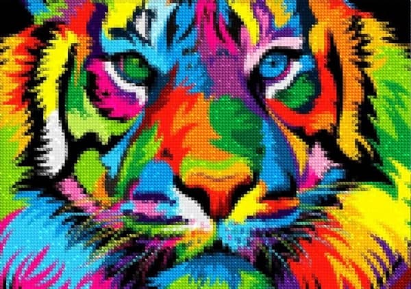 Diamantbroderi Regnbåge Tiger 30x40 cm