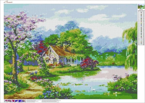 Diamantbroderi Sommarhus 55x75 cm