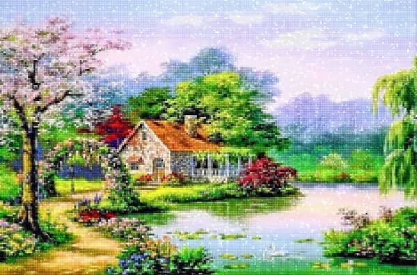 Diamantbroderi Sommarhus 55x75 cm