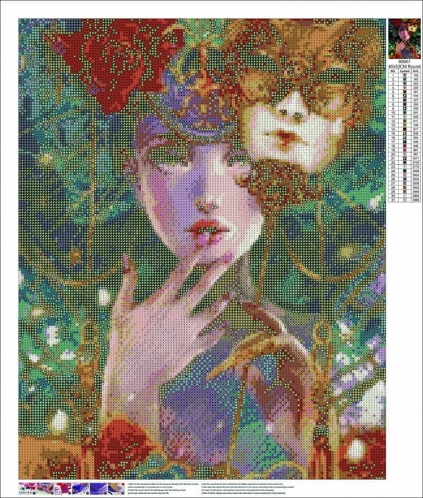 Diamantbroderi Kvindemaske 45x55 cm