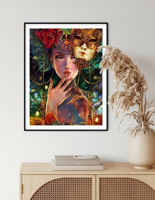 Diamantbroderi Kvindemaske 55x67 cm