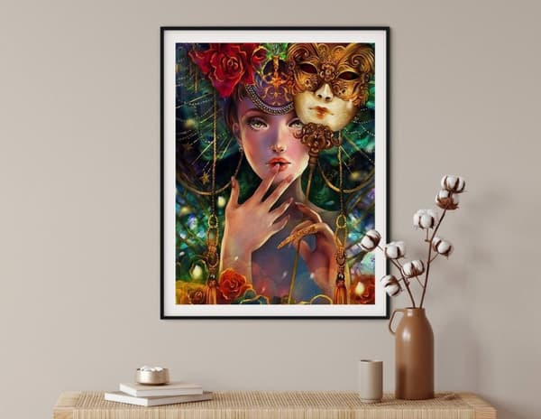 Diamantbroderi Kvindemaske 55x67 cm
