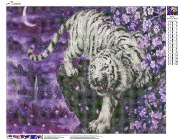 Diamantbroderi Tiger på klippe 45x55 cm