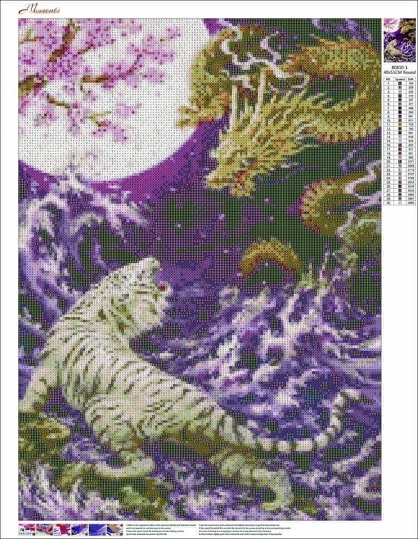 Diamantbroderi Tiger och Drake 45x60 cm