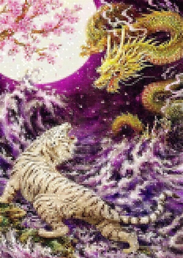 Diamantbroderi Tiger och Drake 45x60 cm
