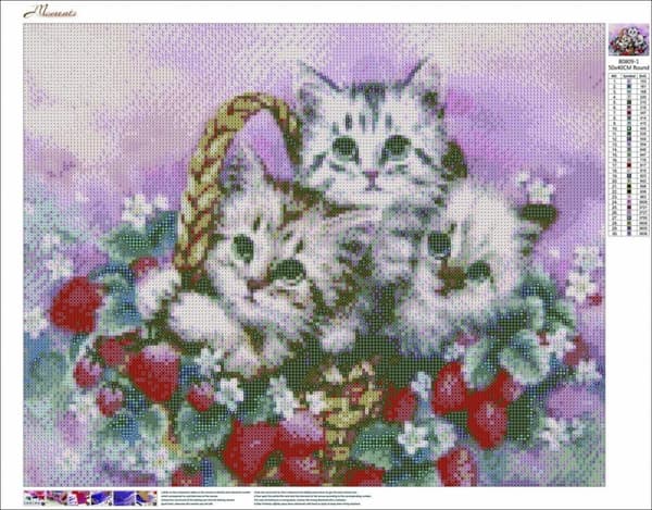 Diamantbroderi Søde Katte Tre 45x55 cm