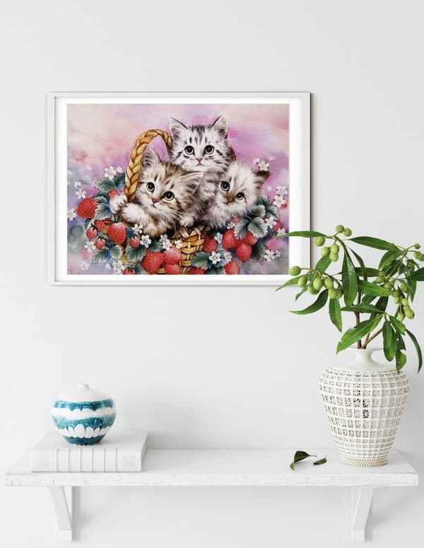 Diamantbroderi Søde Katte Tre 45x55 cm