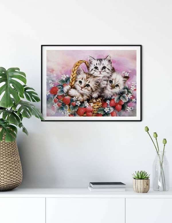 Diamantbroderi Søde Katte Tre 45x55 cm