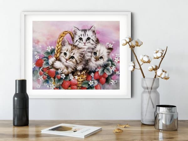 Diamantbroderi Søde Katte Tre 45x55 cm