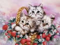 Miniatyrbillede 1 af 6: Diamantbroderi Søde Katte Tre 45x55 cm