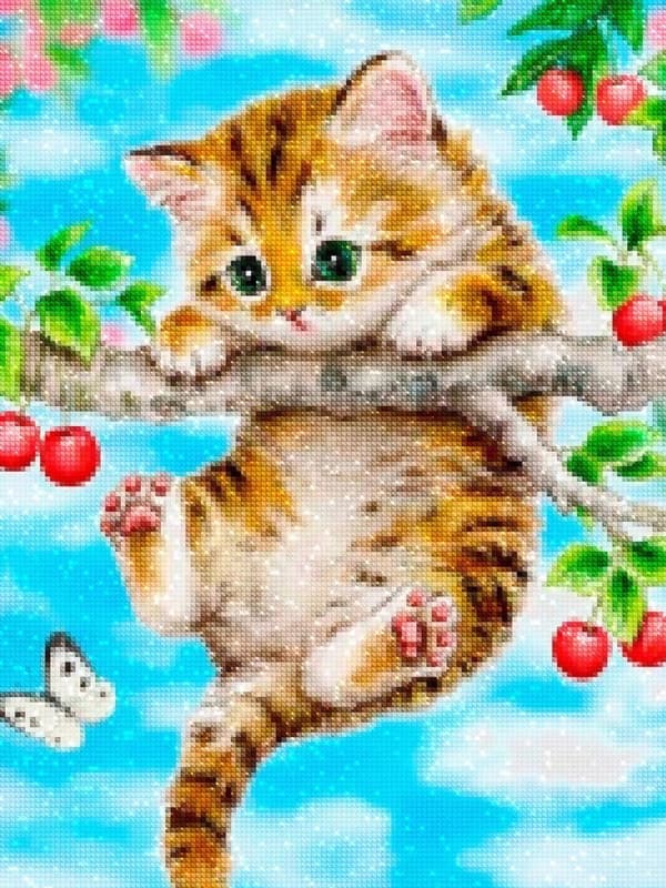 Diamantbroderi Hängande Kattunge 45x55 cm