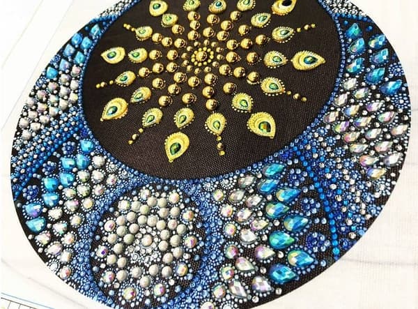 Diamantbroderi Mandala Sol og Måne 30x30cm