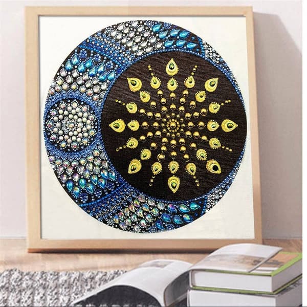 Diamantbroderi Mandala Sol og Måne 30x30cm