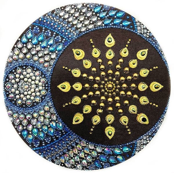 Diamantbroderi Mandala Sol og Måne 30x30cm