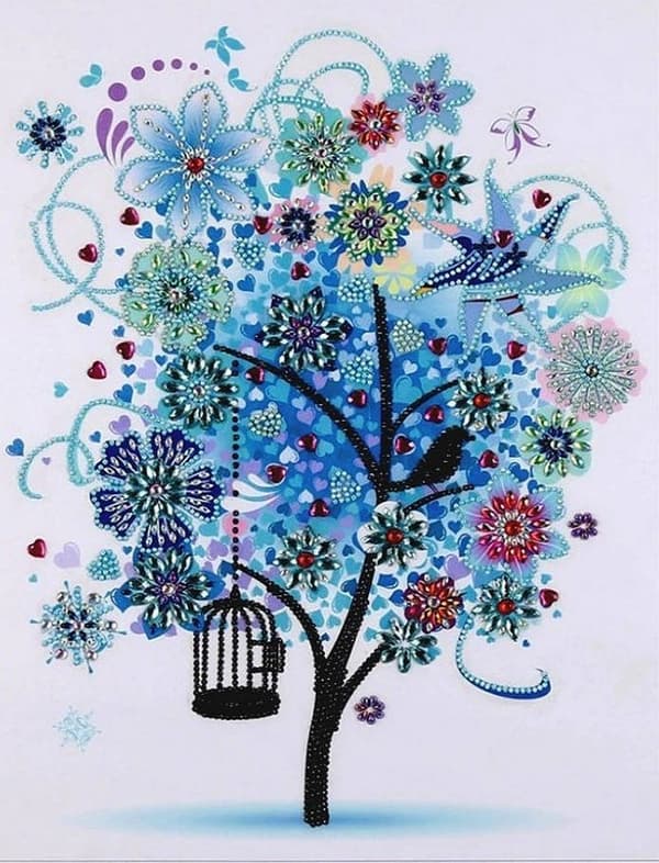 Diamantbroderi Vintertræ 45x55 cm