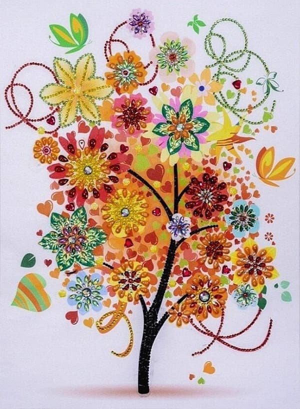 Diamantbroderi Sommarträd 45x55 cm