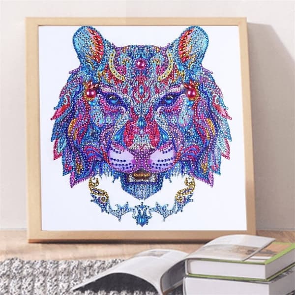 Diamantbroderi Blå Tiger 30x30cm