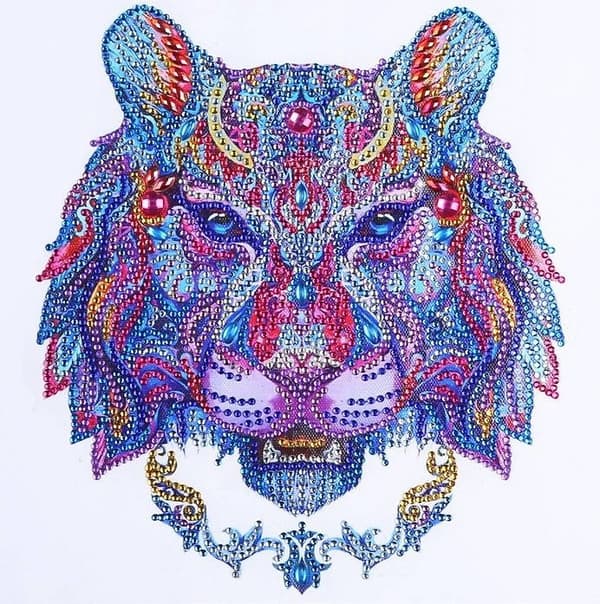 Diamantbroderi Blå Tiger 30x30cm