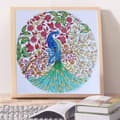 Miniatyrbild 2 av 5: Diamantbroderi Blommig påfågel 47x47 cm
