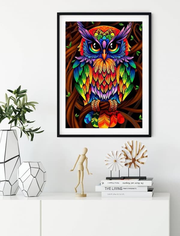 Diamantbroderi Blå Ugle 2 40x50 cm