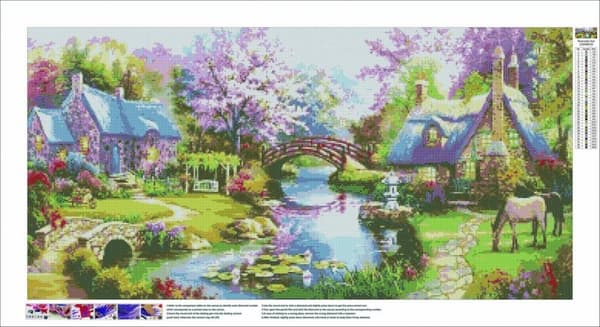 Diamantbroderi Vårträdgård 60x110 cm