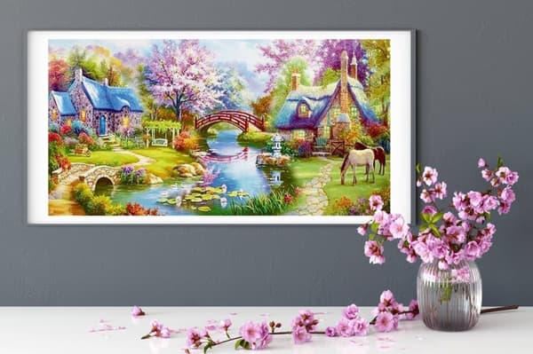 Diamantbroderi Vårträdgård 60x110 cm