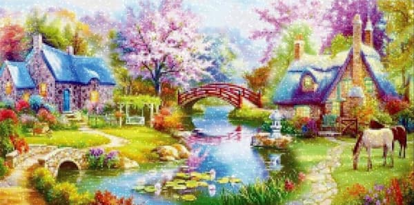 Diamantbroderi Vårträdgård 60x110 cm