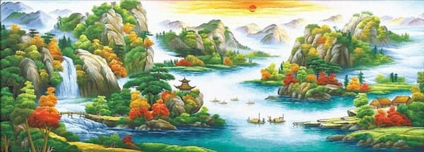 Timanttikirjonta Vuoristomaisema 52x140 cm