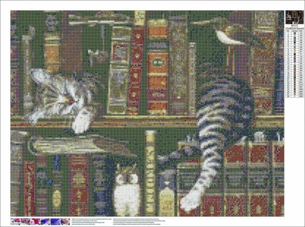 Diamantbroderi Katt Bibliotekarie 45x58 cm